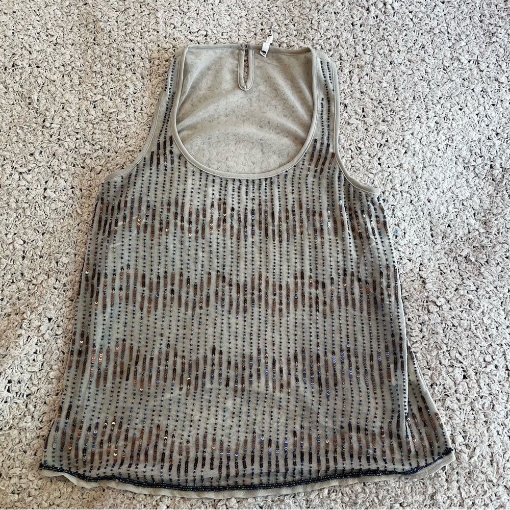 Sheer beaded tank top